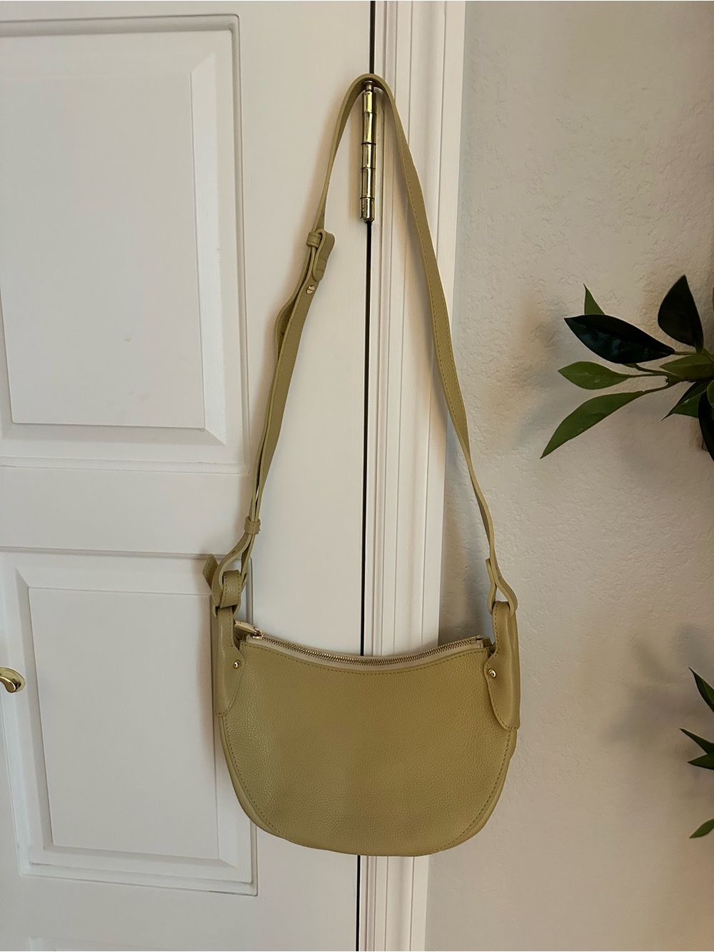 Banana Republic Mustard Half Moon Leather Crossbody Shoulder Bag